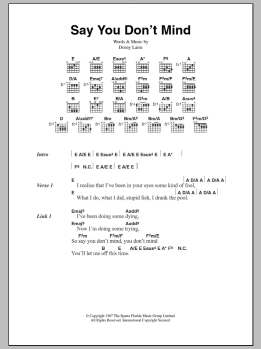 Colin Blunstone Say You Don't Mind sheet music notes and chords arranged for Piano, Vocal & Guitar Chords