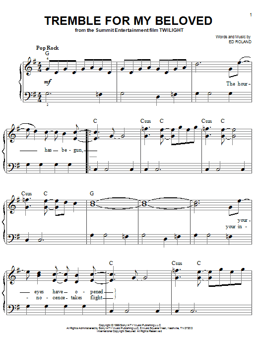 Collective Soul Tremble For My Beloved sheet music notes and chords arranged for Piano Duet