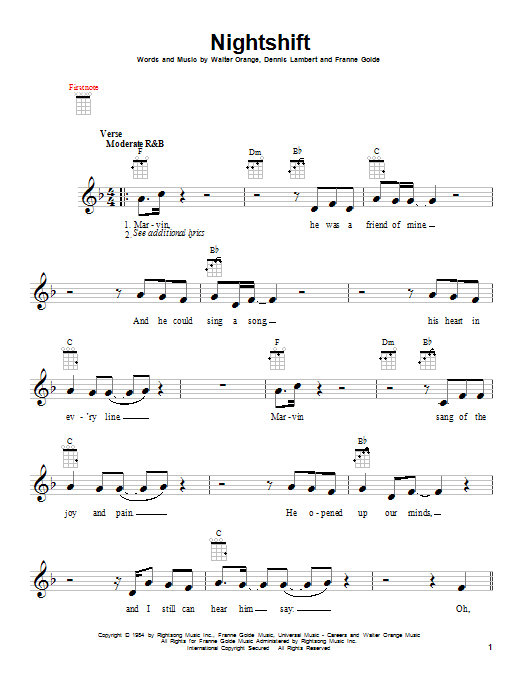 Commodores Nightshift sheet music notes and chords arranged for Trombone Solo
