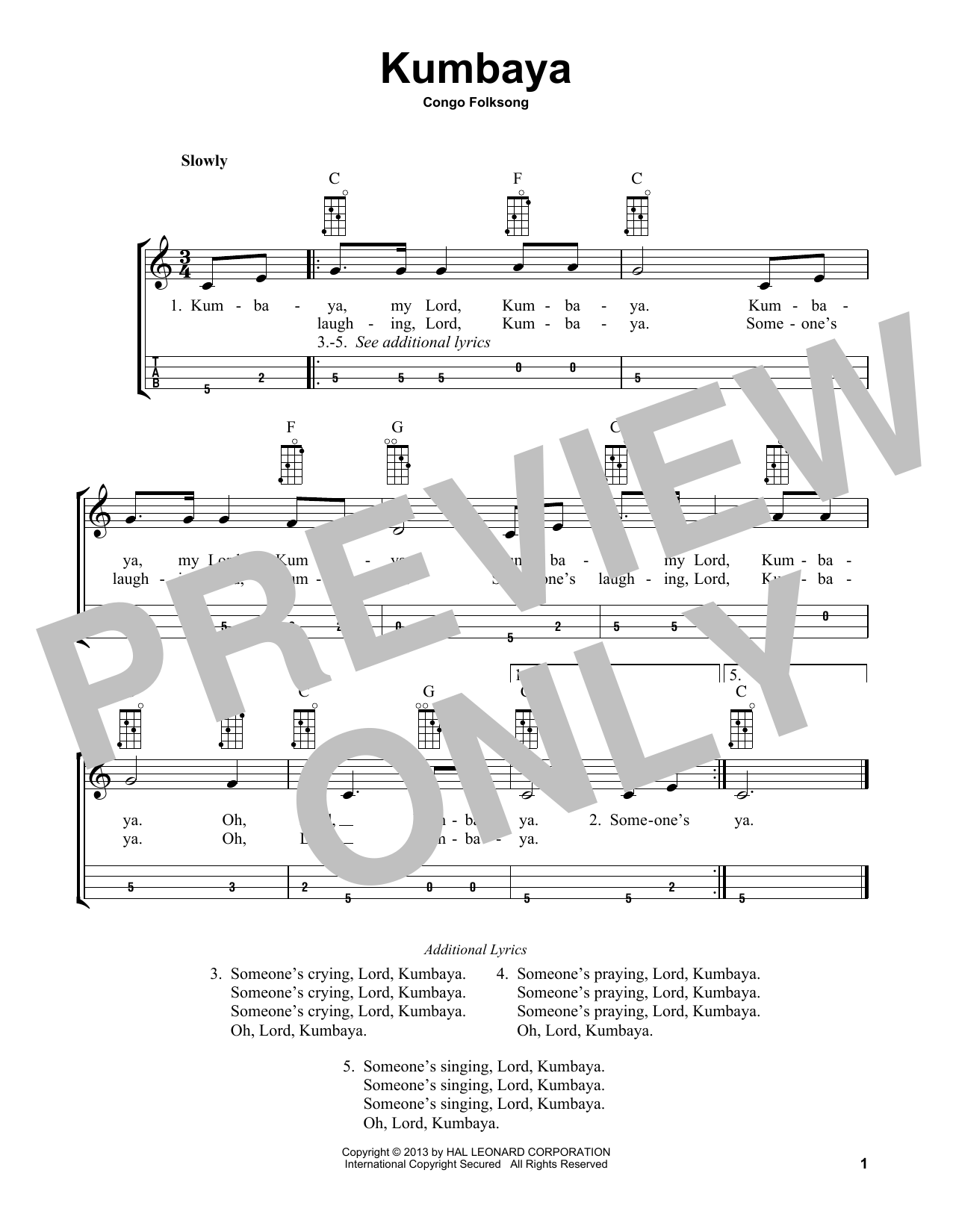 Congo Folksong Kumbaya (arr. Bobby Westfall) sheet music notes and chords arranged for Mandolin