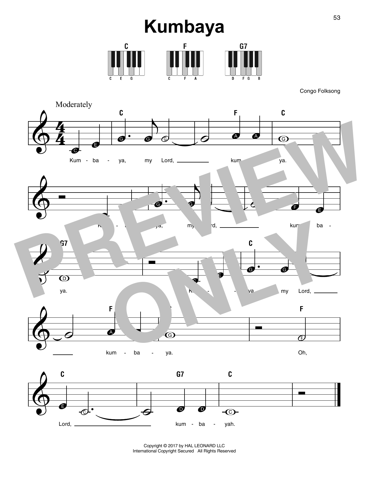 Congo Folksong Kumbaya sheet music notes and chords arranged for Solo Guitar