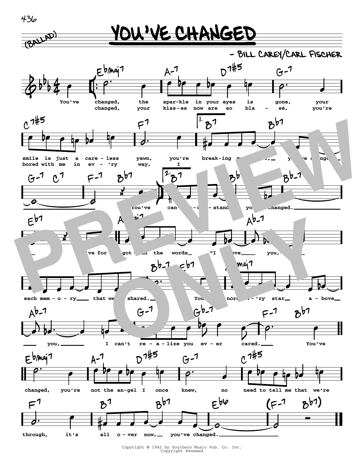 Connie Russell You've Changed (High Voice) sheet music notes and chords arranged for Real Book – Melody, Lyrics & Chords