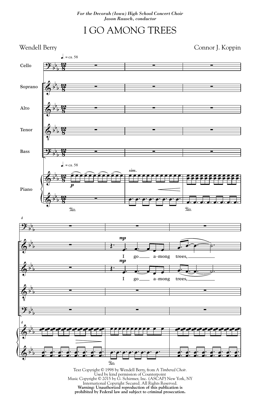 Connor J. Koppin I Go Among Trees sheet music notes and chords arranged for SATB Choir