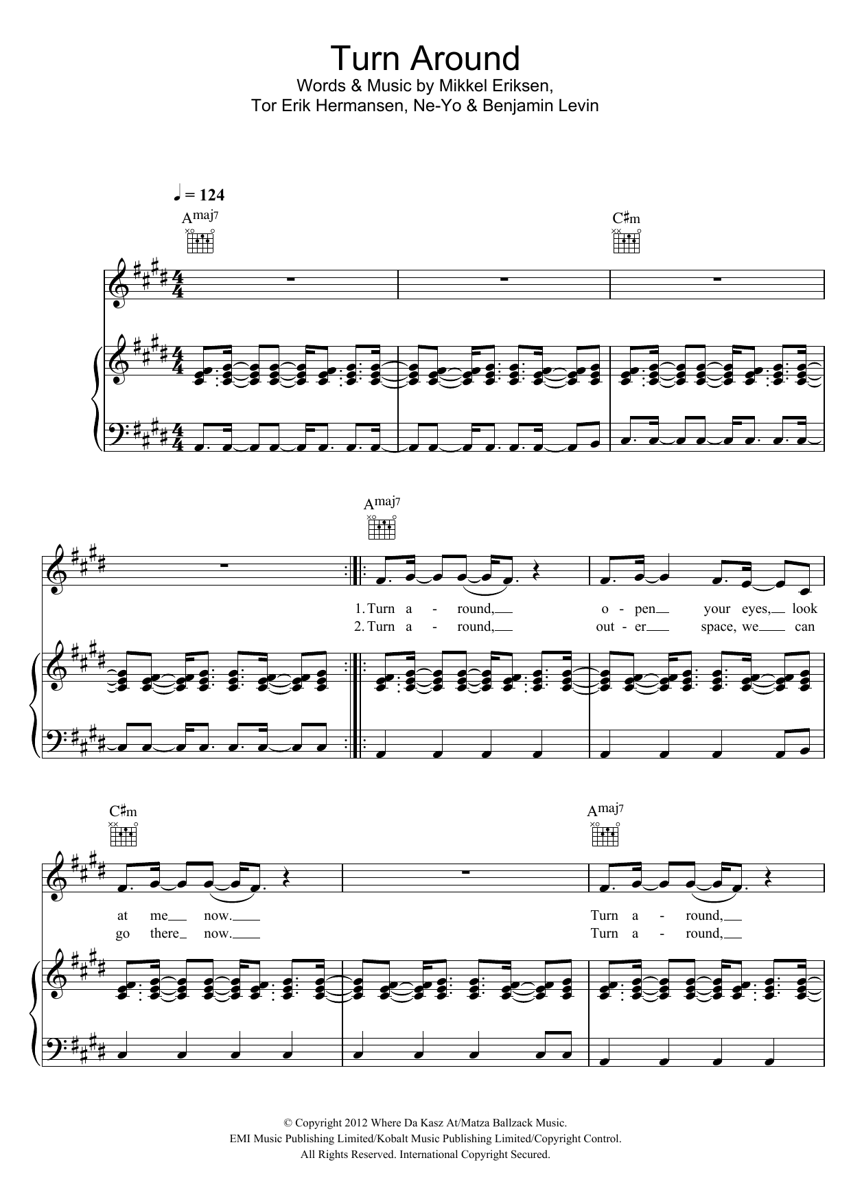 Conor Maynard Turn Around (featuring Ne-Yo) sheet music notes and chords arranged for Piano, Vocal & Guitar Chords