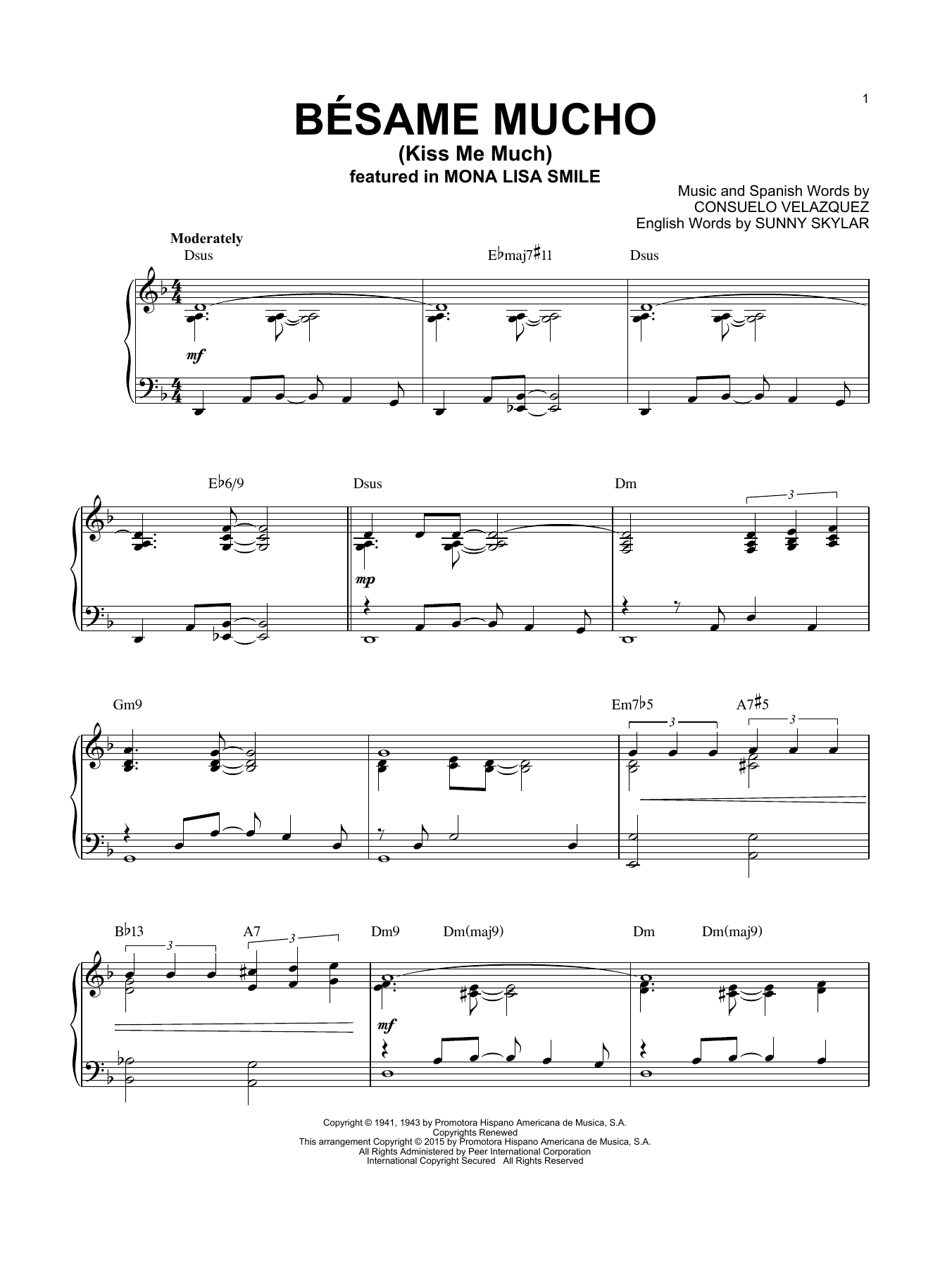 Consuelo Velazquez Bésame Mucho (Kiss Me Much) [Jazz version] (arr. Brent Edstrom) sheet music notes and chords arranged for Piano Solo