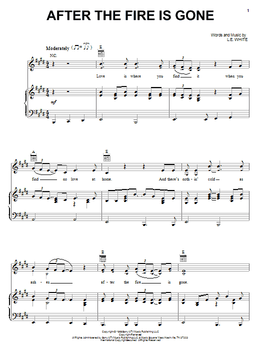 Conway Twitty & Loretta Lynn After The Fire Is Gone sheet music notes and chords arranged for Piano, Vocal & Guitar Chords (Right-Hand Melody)