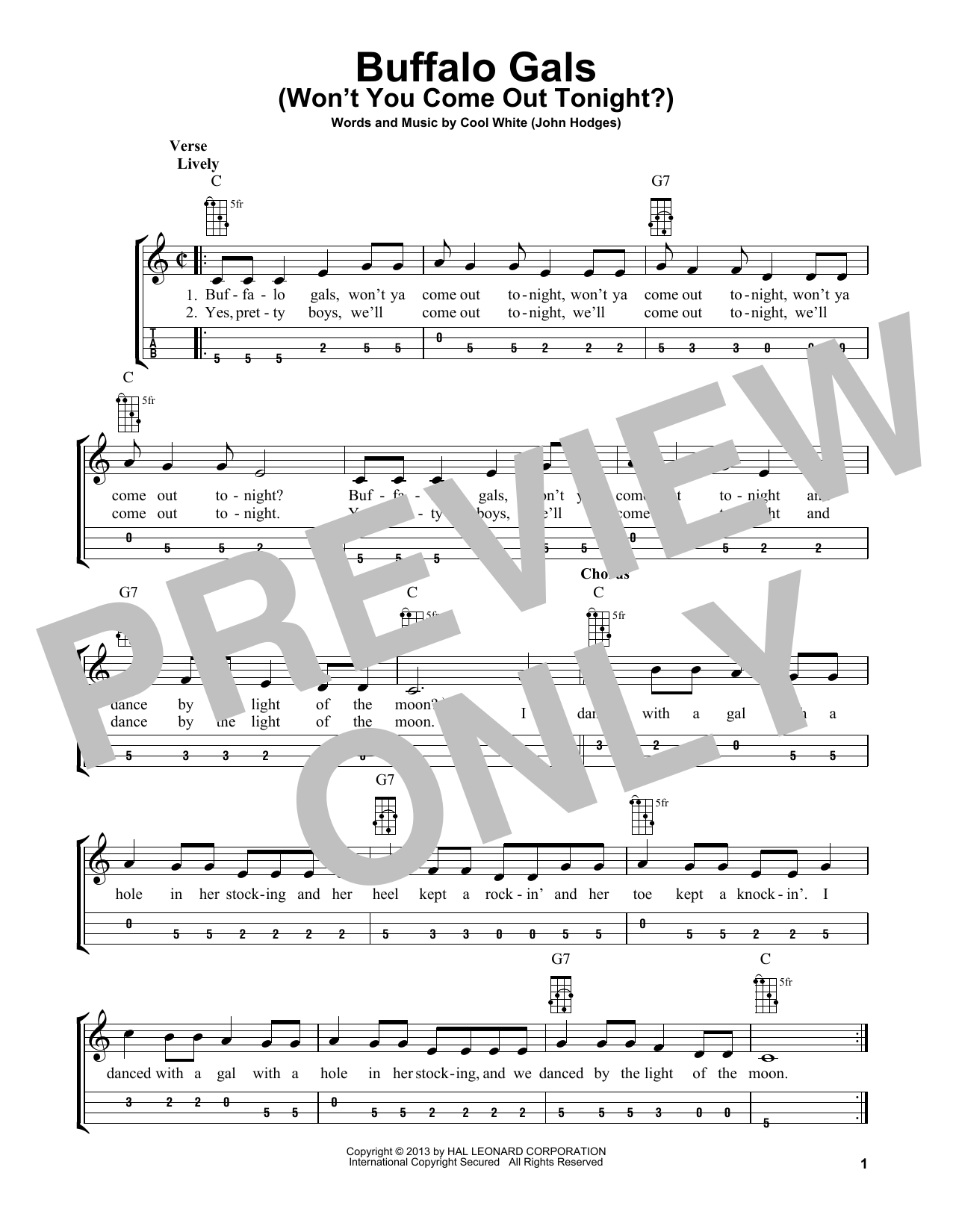 Cool White (John Hodges) Buffalo Gals (Won't You Come Out Tonight?) (arr. Bobby Westfall) sheet music notes and chords arranged for Mandolin