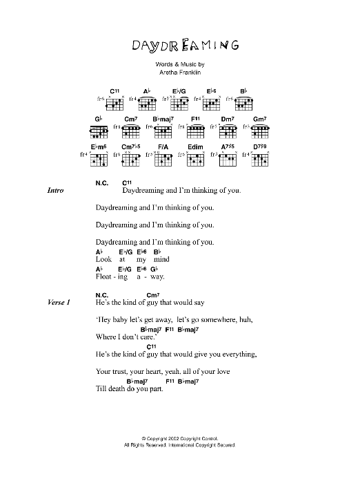 Corinne Bailey Rae Daydreaming sheet music notes and chords arranged for Guitar Chords/Lyrics
