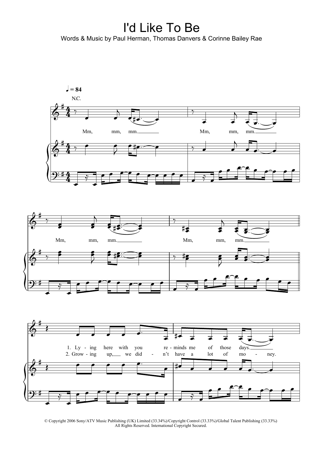 Corinne Bailey Rae I'd Like To sheet music notes and chords arranged for Guitar Chords/Lyrics