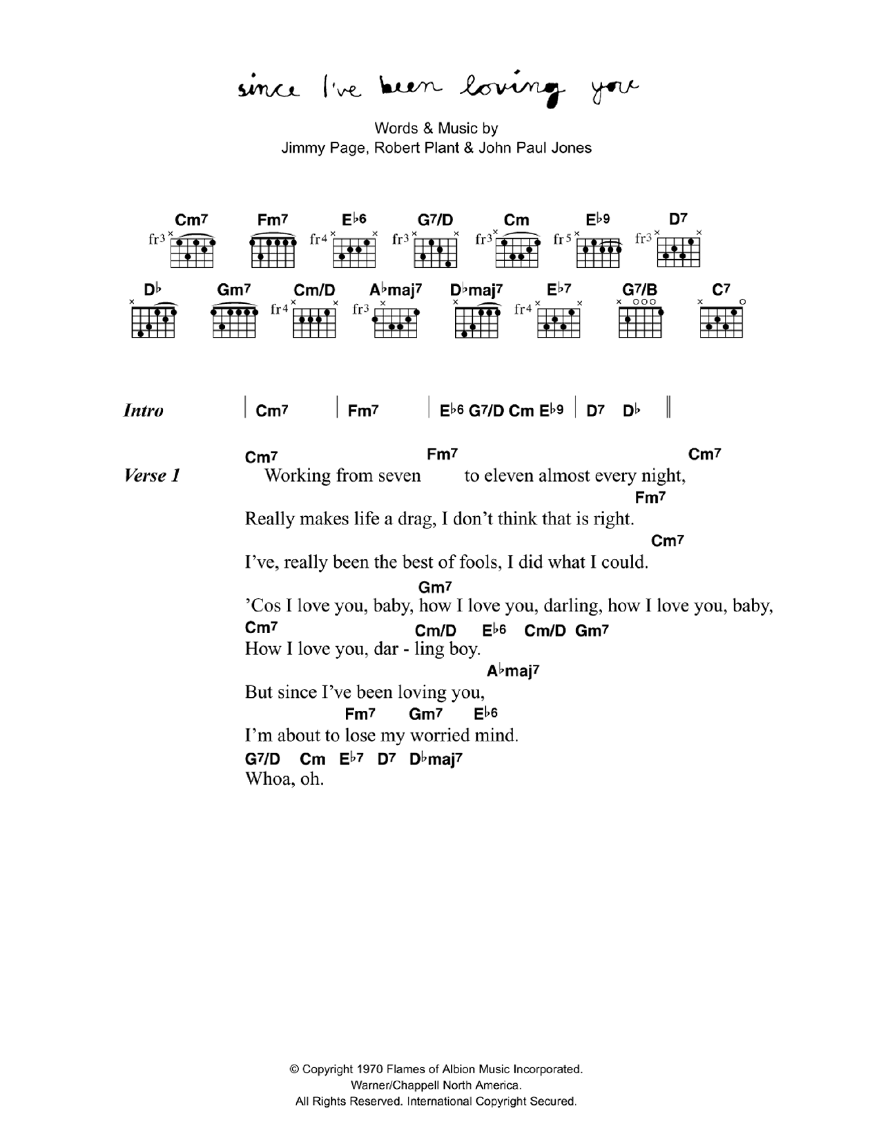 Corinne Bailey Rae Since I've Been Loving You sheet music notes and chords arranged for Piano, Vocal & Guitar Chords