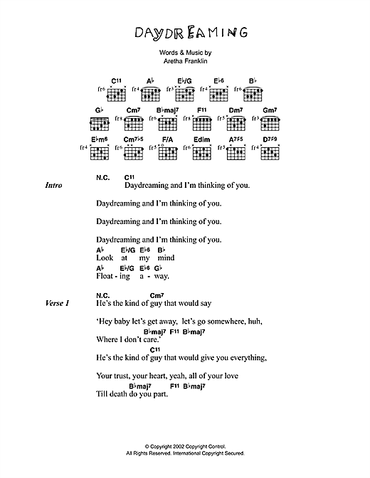 Corinne Bailey Rae Daydreaming sheet music notes and chords arranged for Guitar Chords/Lyrics