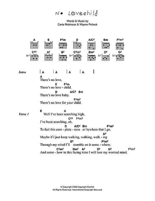 Corinne Bailey Rae No Love Child sheet music notes and chords arranged for Guitar Chords/Lyrics