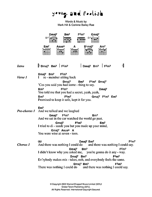 Corinne Bailey Rae Young And Foolish sheet music notes and chords arranged for Guitar Chords/Lyrics