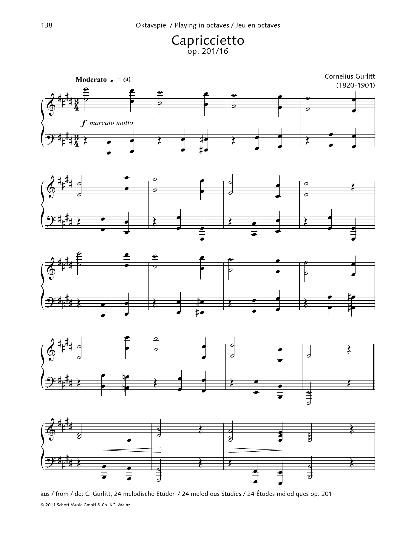 Cornelius Gurlitt Capriccietto sheet music notes and chords arranged for Piano Solo