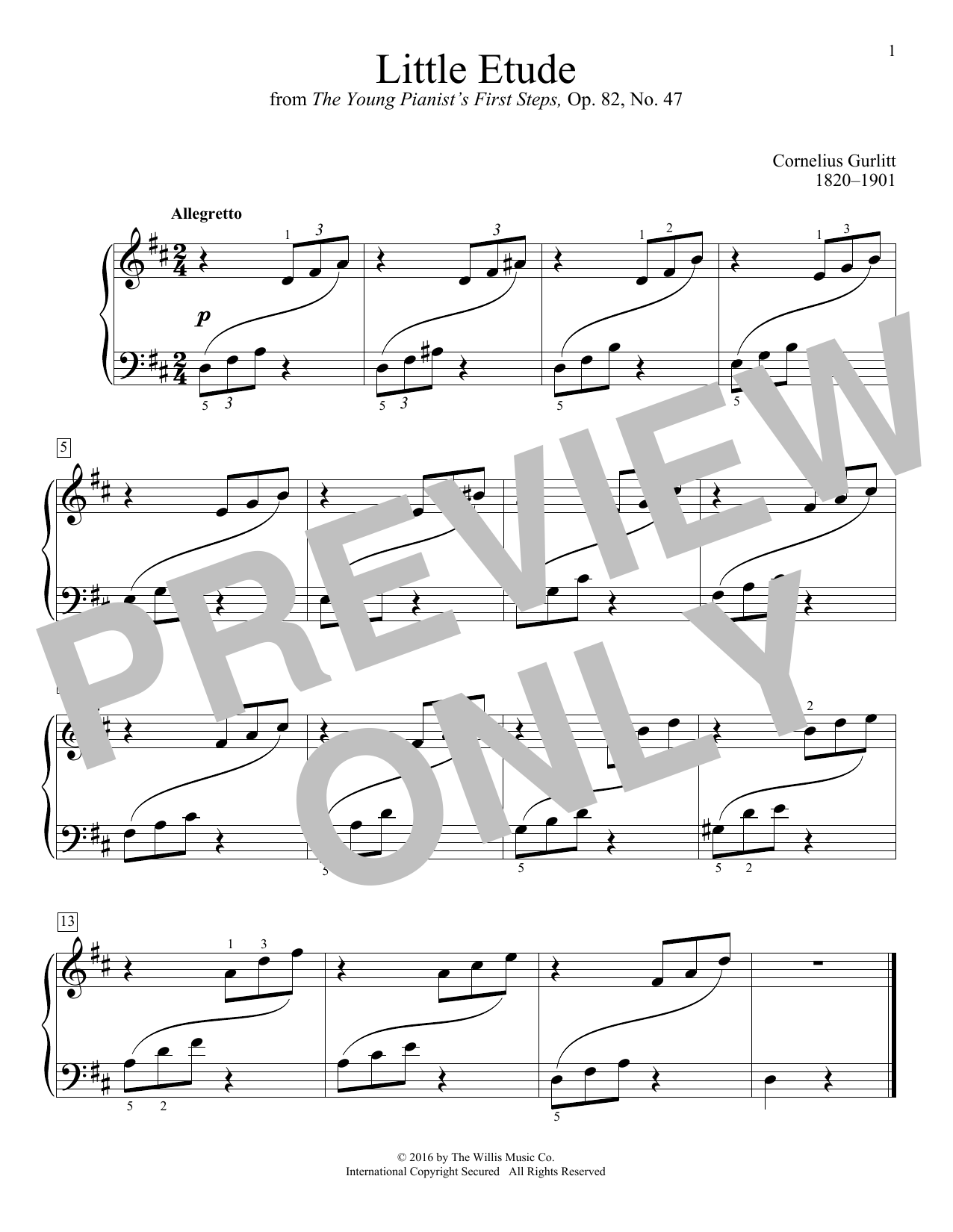 Cornelius Gurlitt Little Etude sheet music notes and chords arranged for Educational Piano