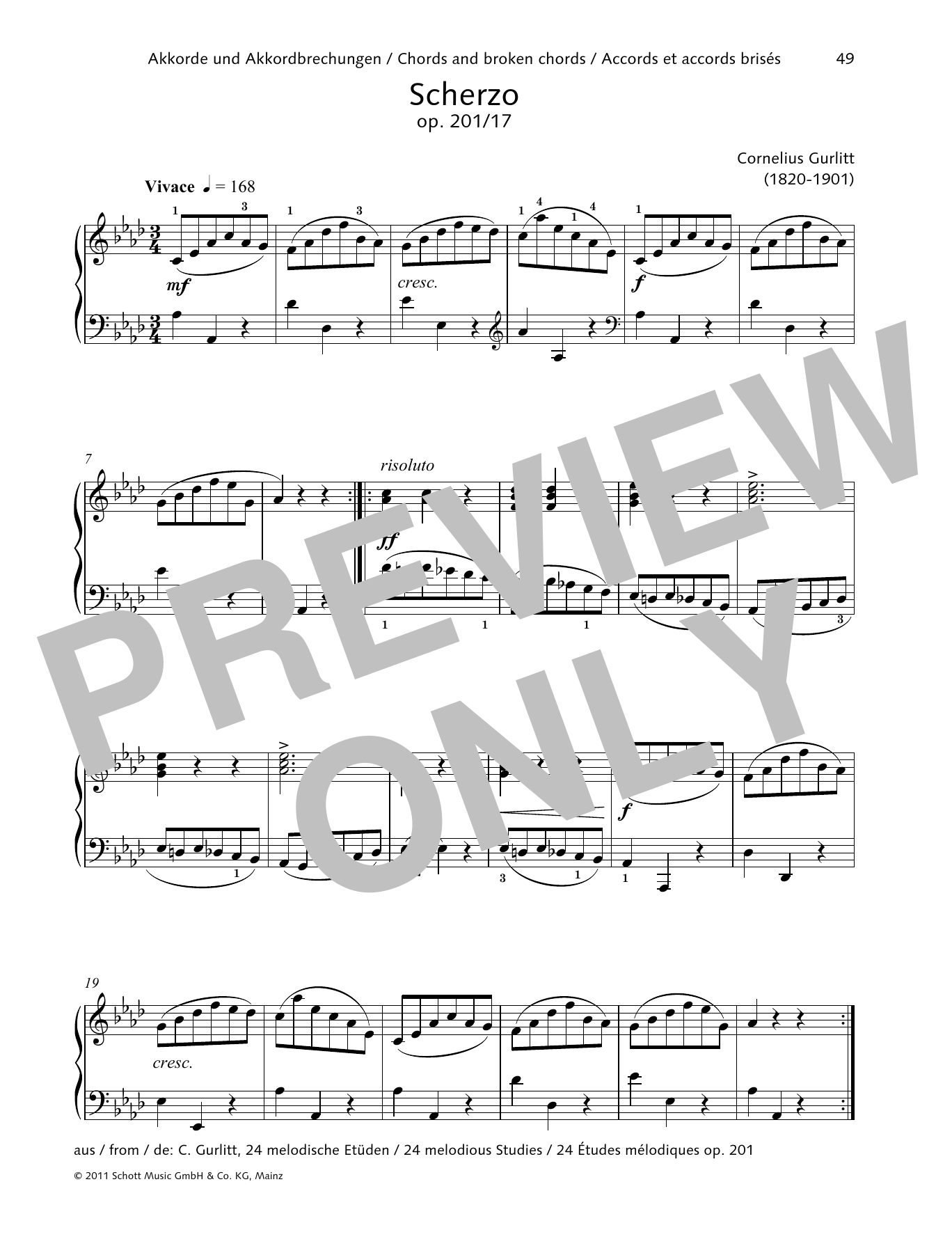 Cornelius Gurlitt Scherzo sheet music notes and chords arranged for Piano Solo