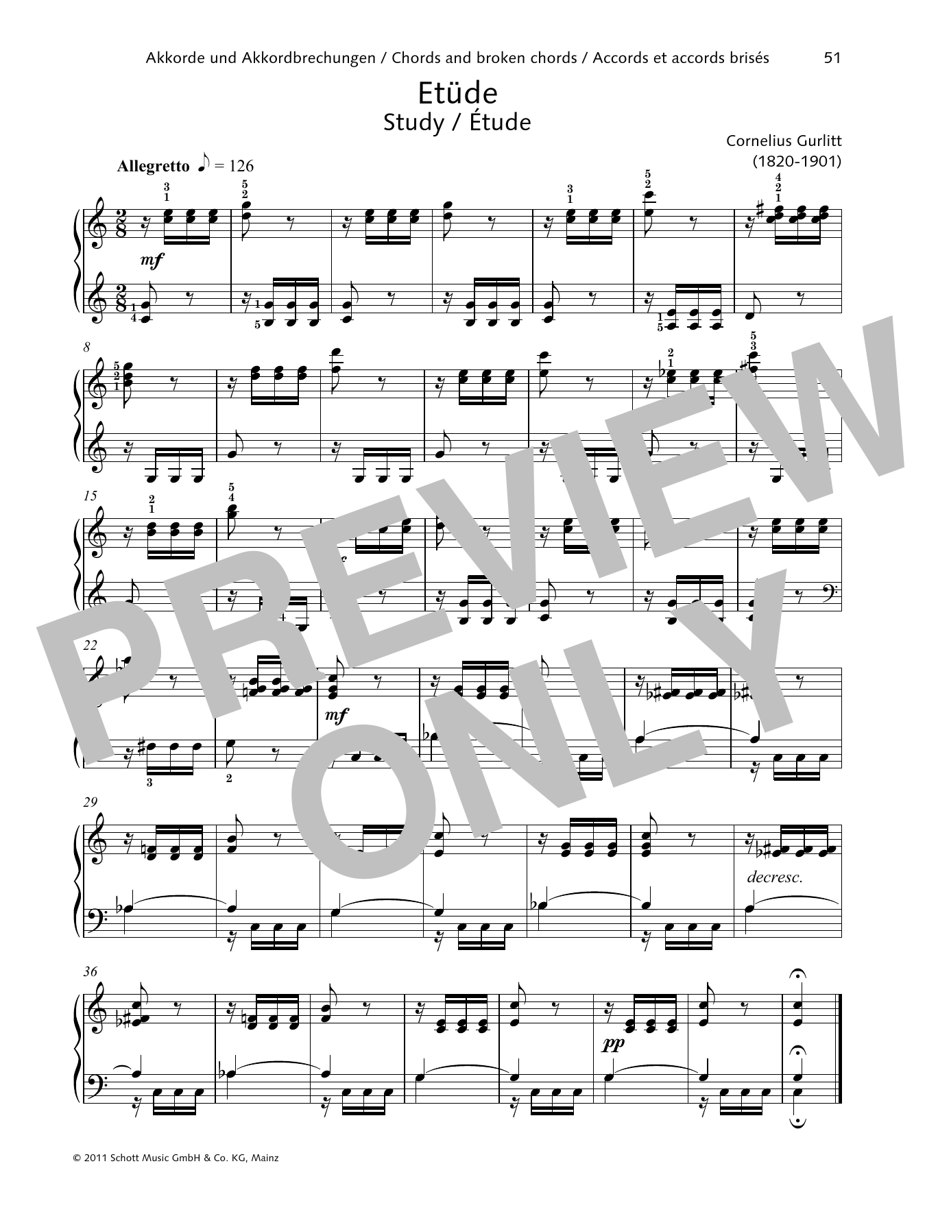 Cornelius Gurlitt Study sheet music notes and chords arranged for Piano Solo