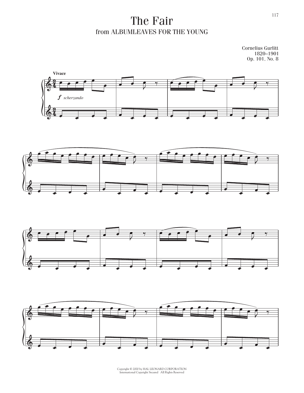 Cornelius Gurlitt The Fair, Op. 101, No. 8 sheet music notes and chords arranged for Piano Solo