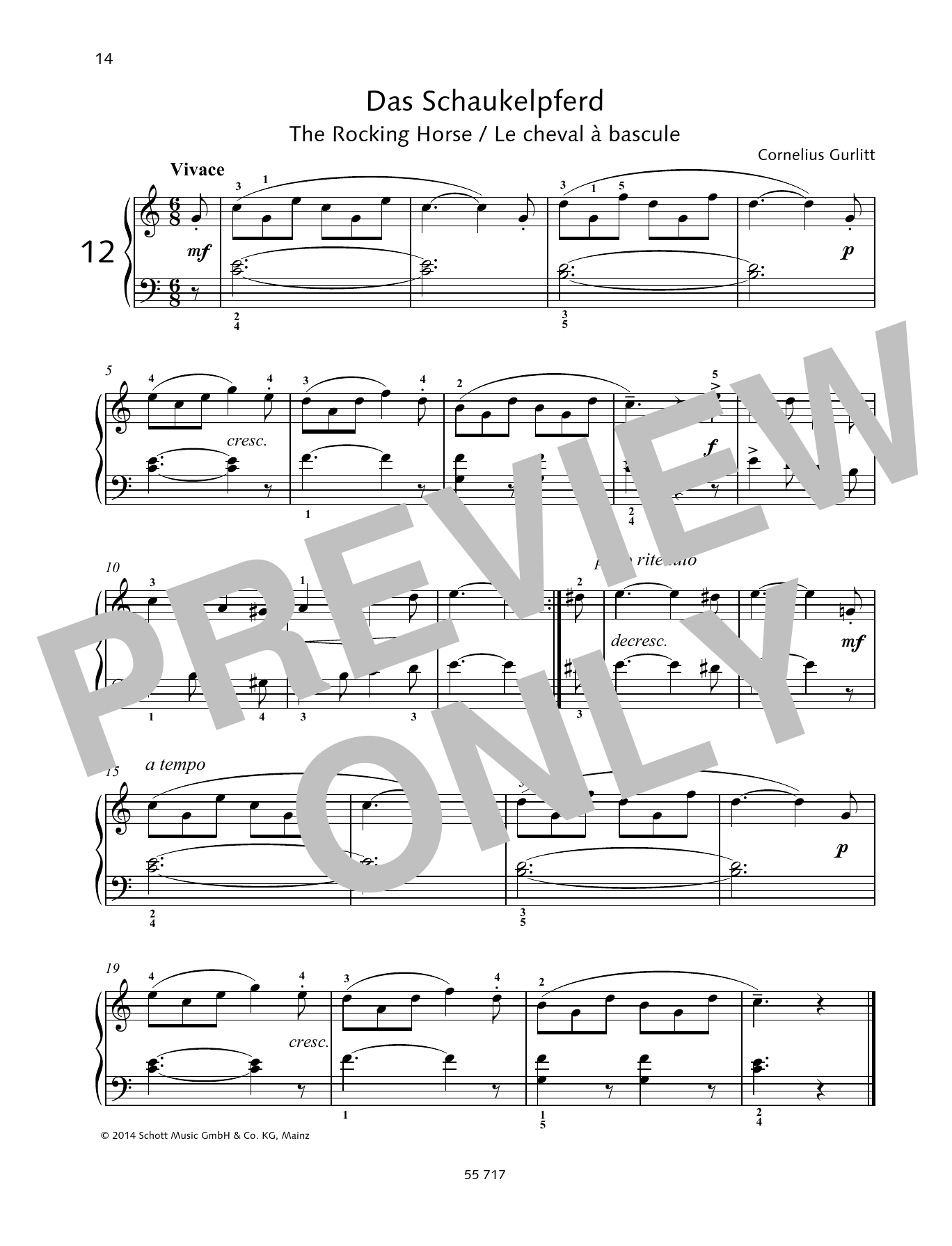Cornelius Gurlitt The Rocking Horse sheet music notes and chords arranged for Piano Solo
