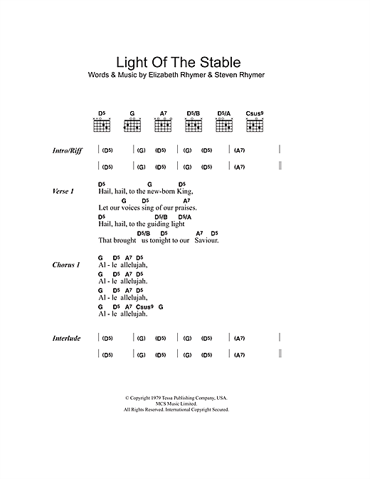 Cornershop Light Of The Stable sheet music notes and chords arranged for Guitar Chords/Lyrics