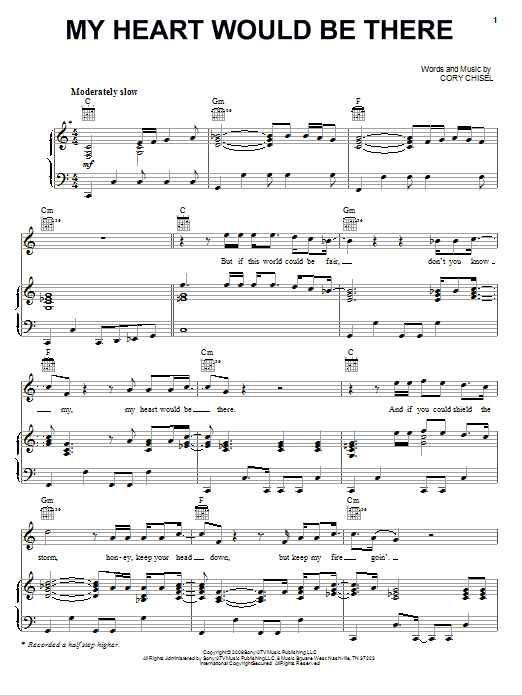 Cory Chisel And The Wandering Sons My Heart Would Be There sheet music notes and chords arranged for Piano, Vocal & Guitar Chords (Right-Hand Melody)