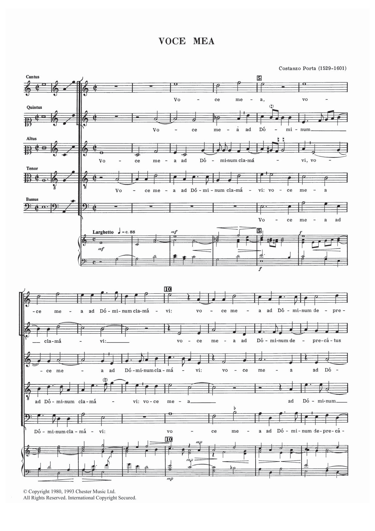 Costanzo Porta Voce Mea sheet music notes and chords arranged for Piano, Vocal & Guitar Chords