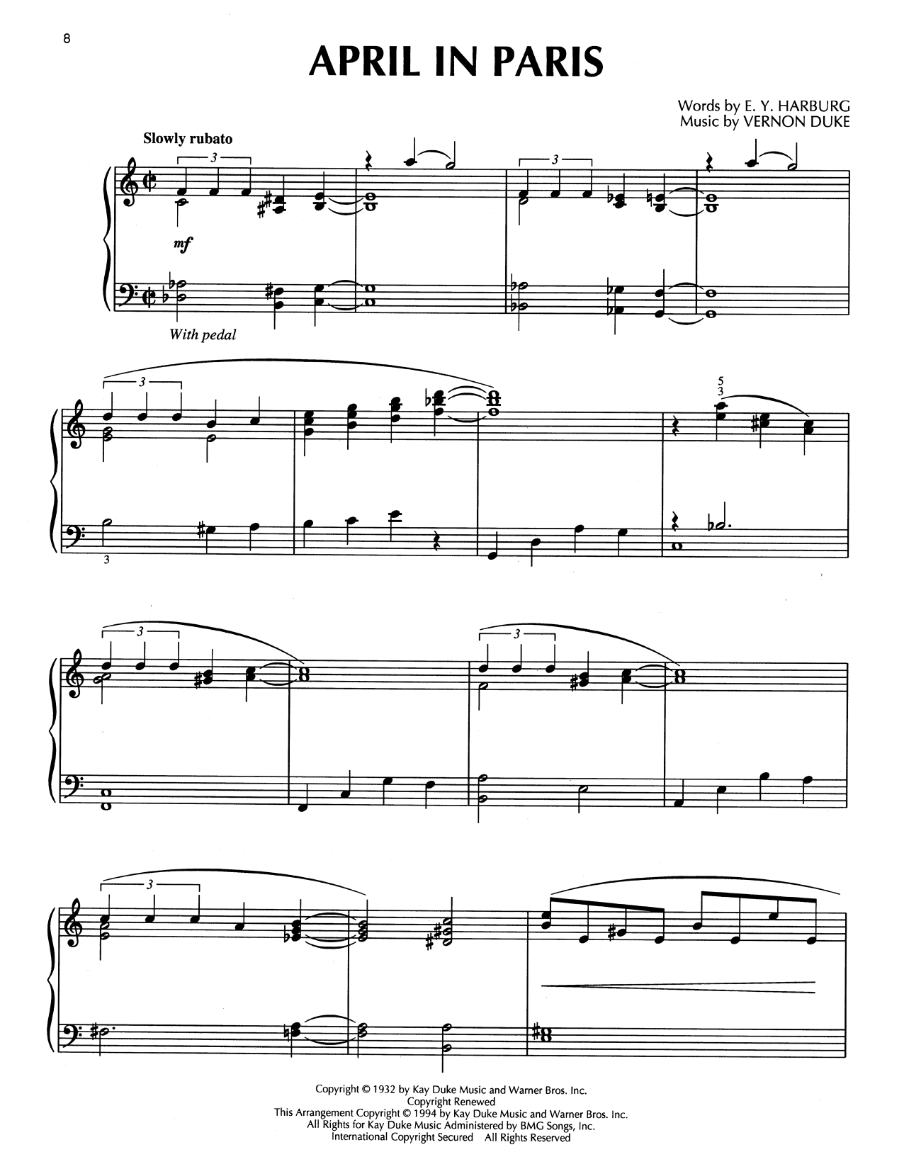 Count Basie April In Paris (arr. Bill Boyd) sheet music notes and chords arranged for Piano Solo