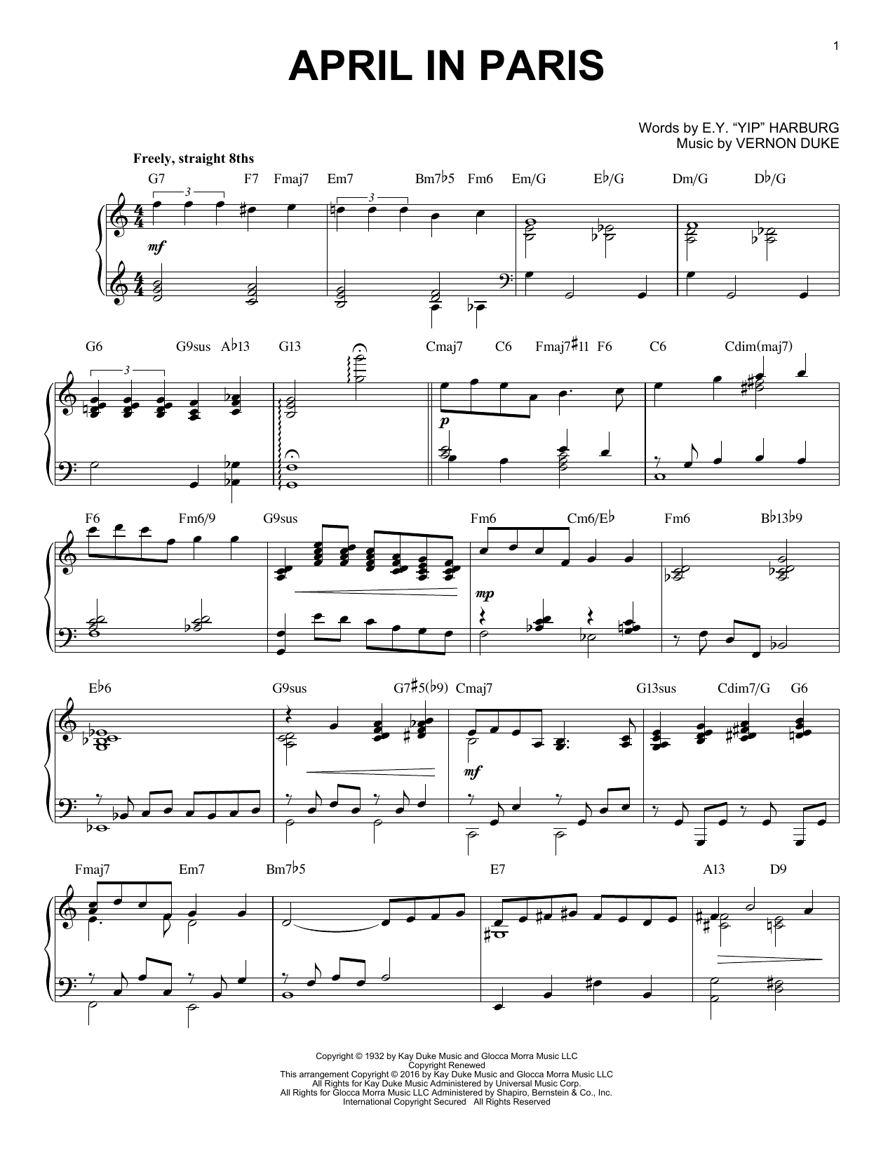 Count Basie April In Paris (arr. Brent Edstrom) sheet music notes and chords arranged for Piano Solo