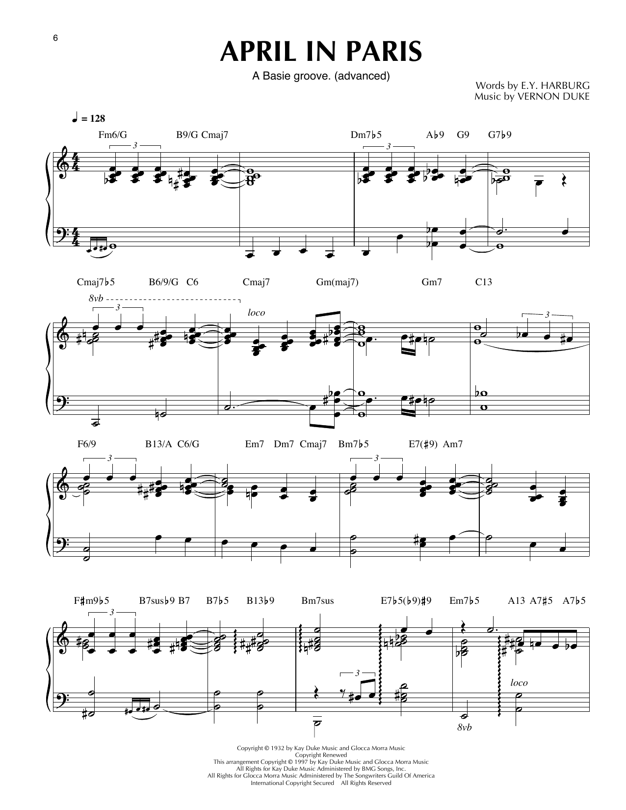 Count Basie April In Paris (arr. Thomas Coppola) sheet music notes and chords arranged for Piano Solo