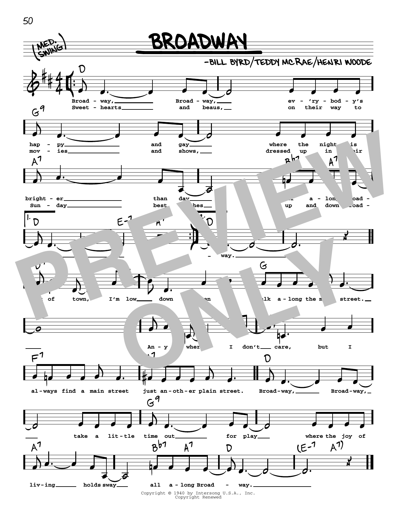 Count Basie Broadway (Low Voice) sheet music notes and chords arranged for Real Book – Melody, Lyrics & Chords