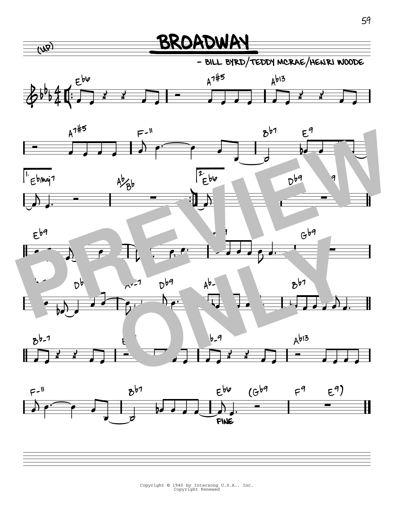 Count Basie Broadway [Reharmonized version] (arr. Jack Grassel) sheet music notes and chords arranged for Real Book – Melody & Chords