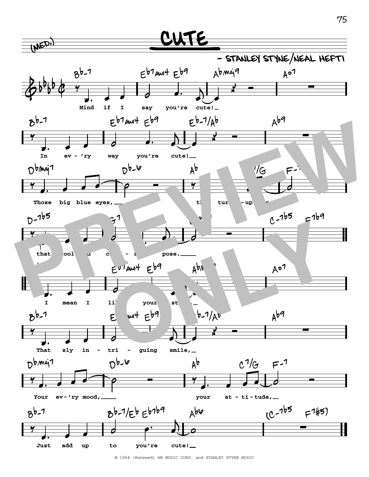 Count Basie Cute (Low Voice) sheet music notes and chords arranged for Real Book – Melody, Lyrics & Chords