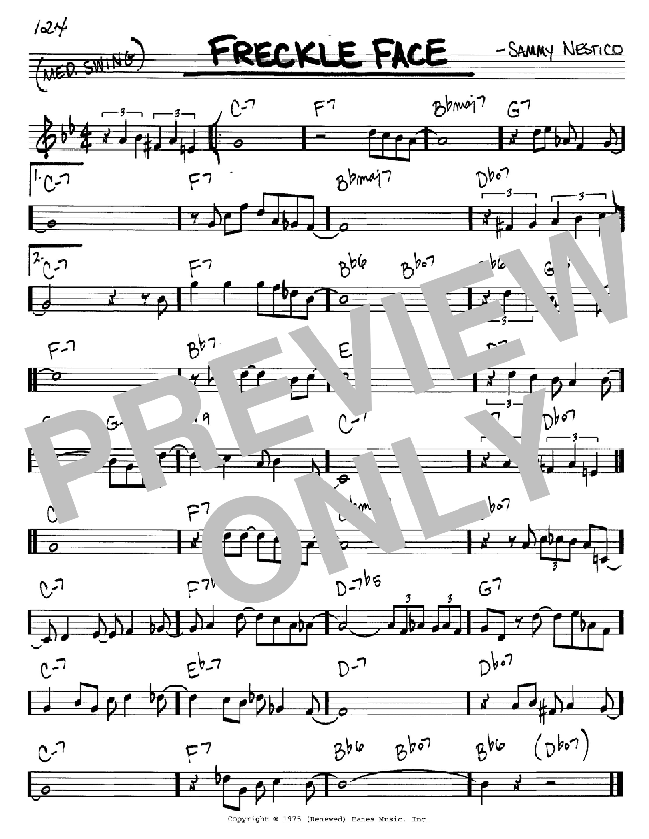 Count Basie Freckle Face sheet music notes and chords arranged for Real Book – Melody & Chords – C Instruments