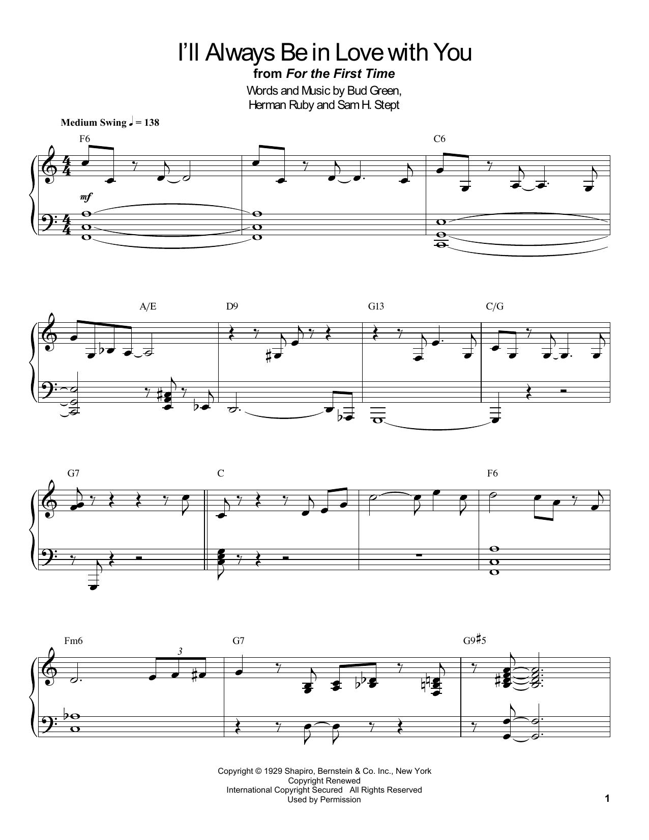 Count Basie I'll Always Be In Love With You sheet music notes and chords arranged for Piano Transcription