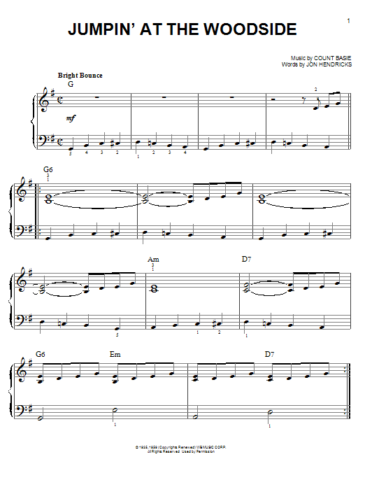 Count Basie Jumpin' At The Woodside sheet music notes and chords arranged for Piano, Vocal & Guitar Chords (Right-Hand Melody)