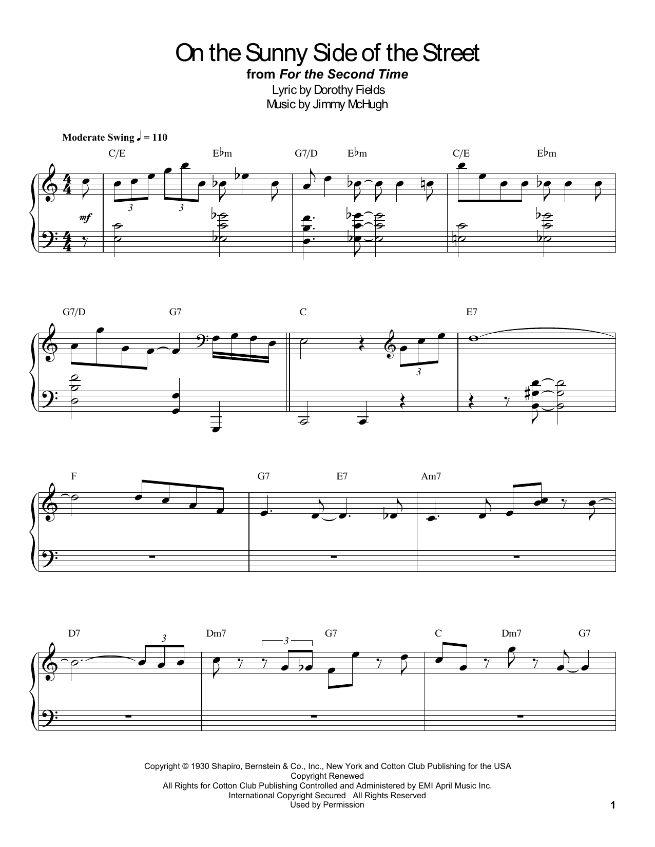 Count Basie On The Sunny Side Of The Street sheet music notes and chords arranged for Piano Transcription
