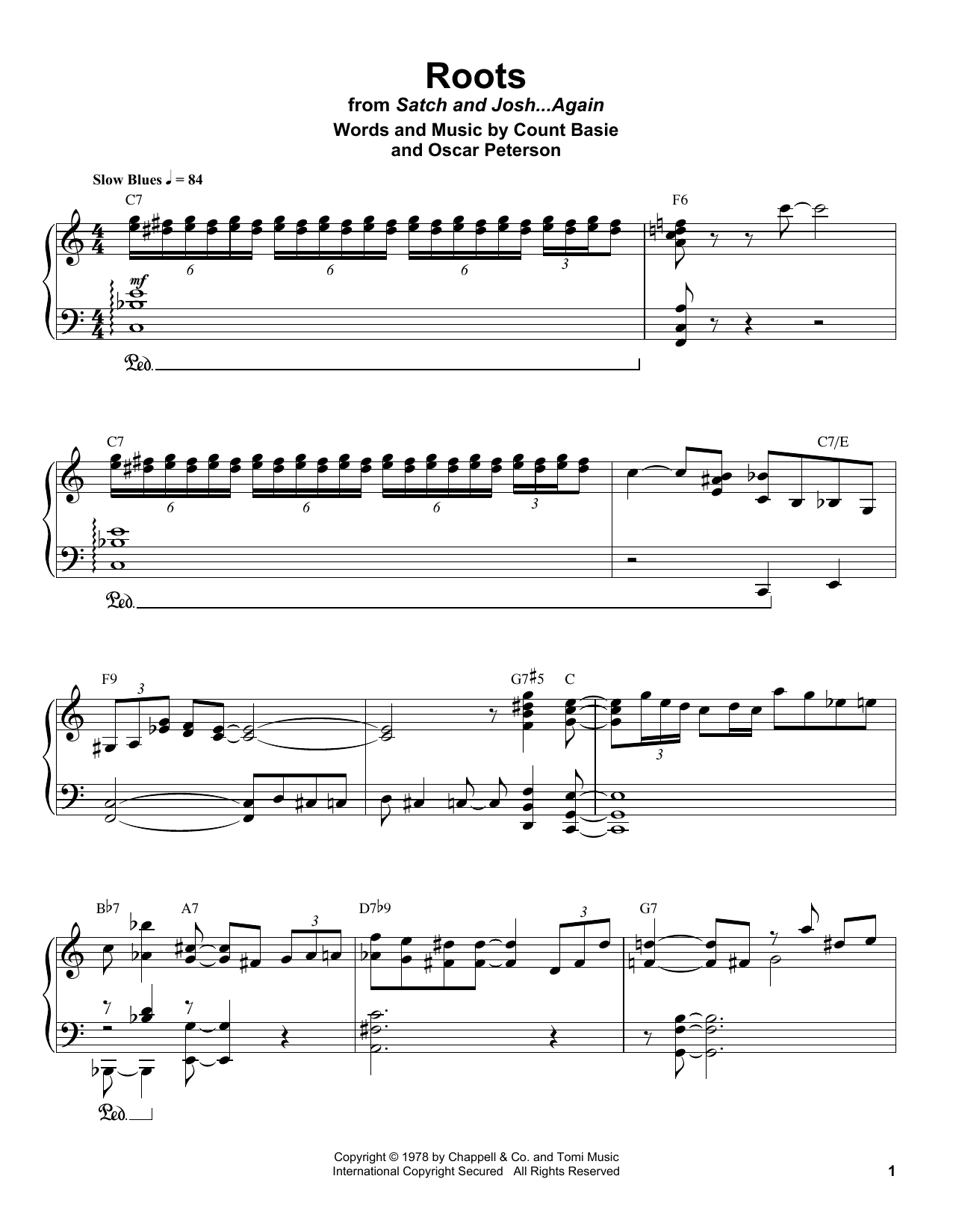 Count Basie Roots sheet music notes and chords arranged for Piano Transcription