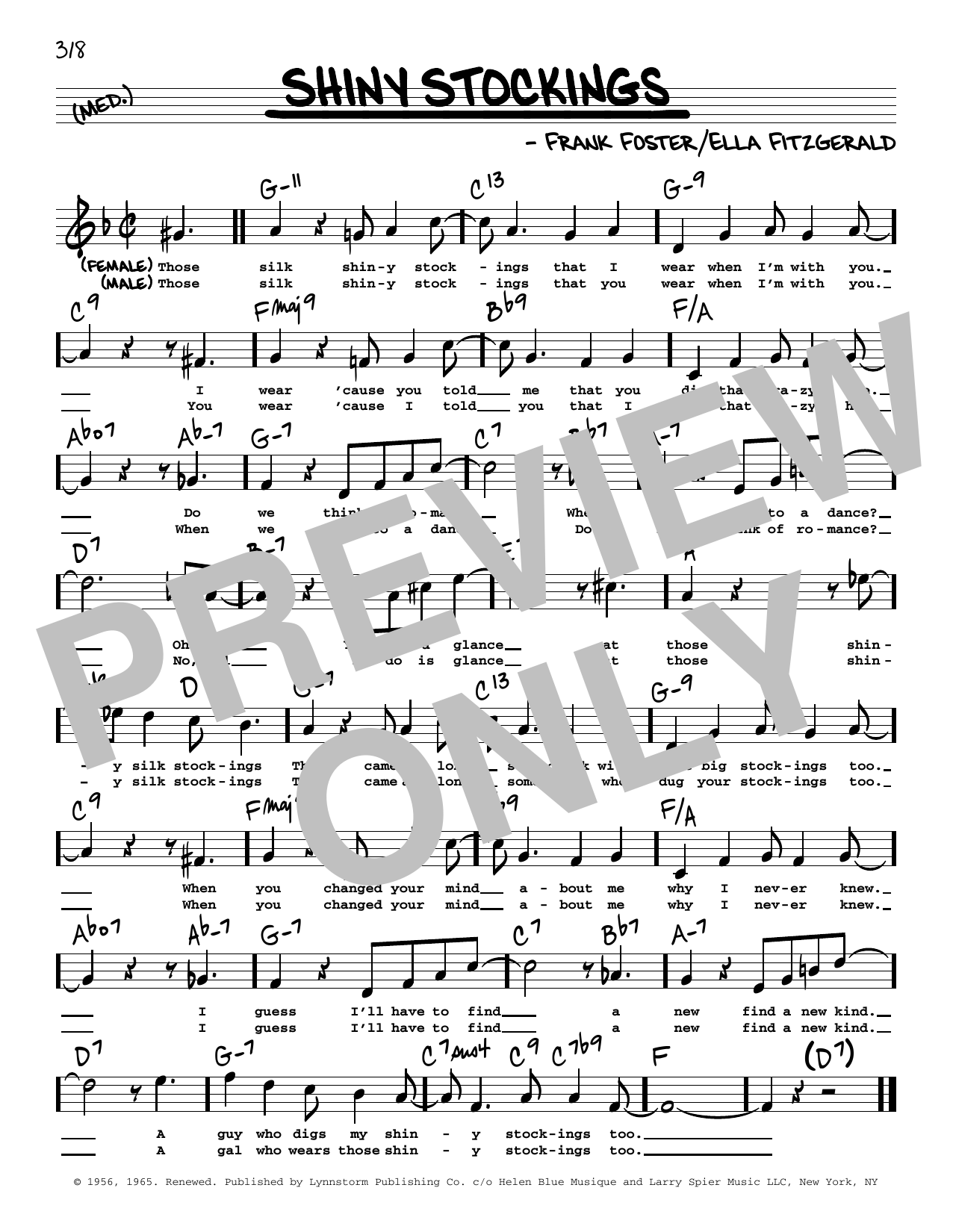 Count Basie Shiny Stockings (High Voice) sheet music notes and chords arranged for Real Book – Melody, Lyrics & Chords