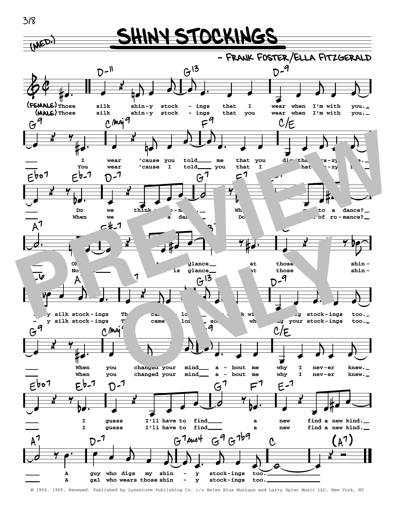 Count Basie Shiny Stockings (Low Voice) sheet music notes and chords arranged for Real Book – Melody, Lyrics & Chords