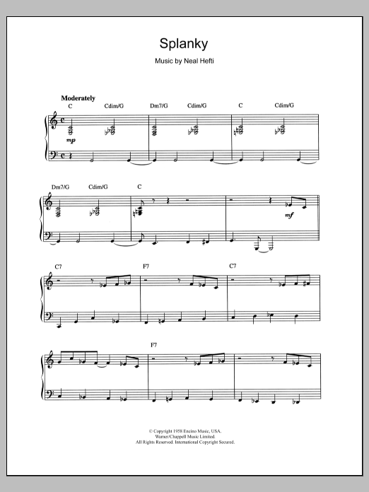 Count Basie Splanky sheet music notes and chords arranged for Piano Solo