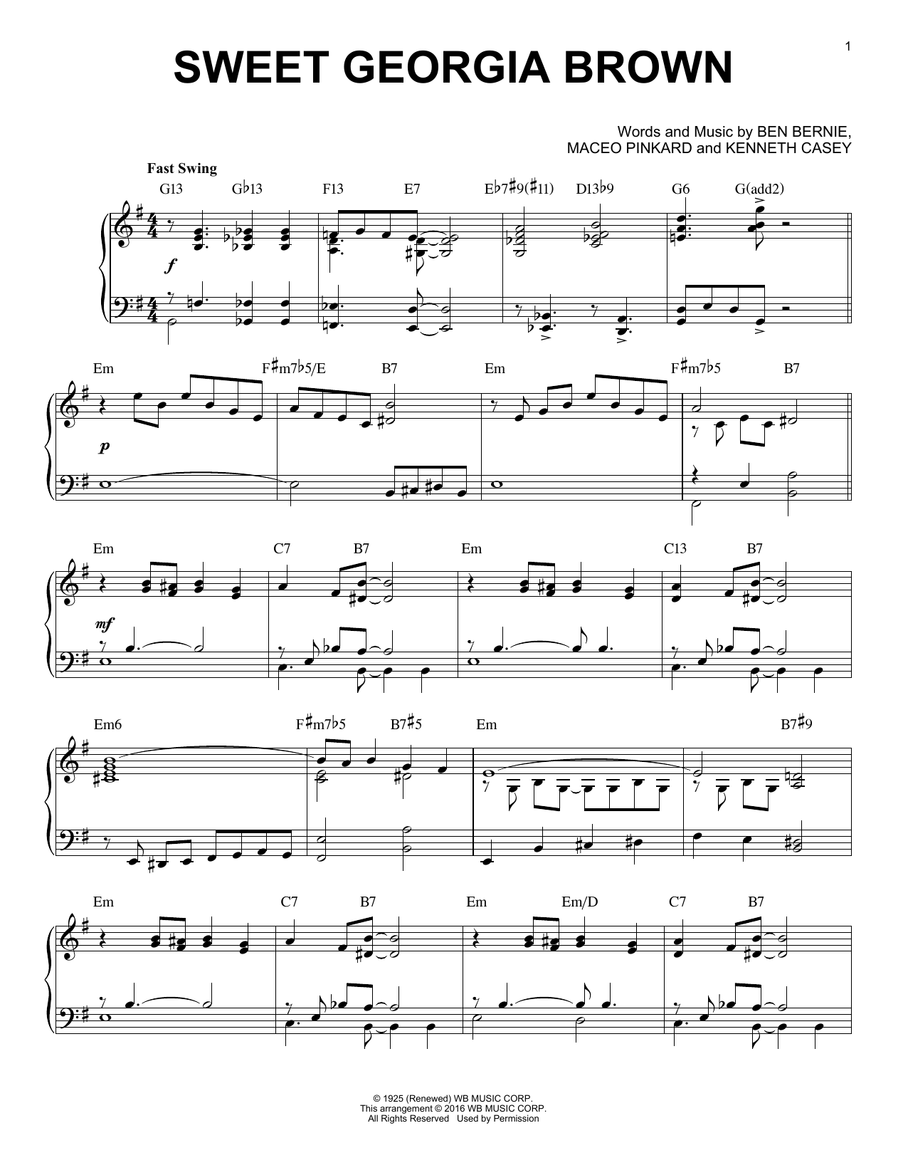 Count Basie Sweet Georgia Brown (arr. Brent Edstrom) sheet music notes and chords arranged for Piano Solo