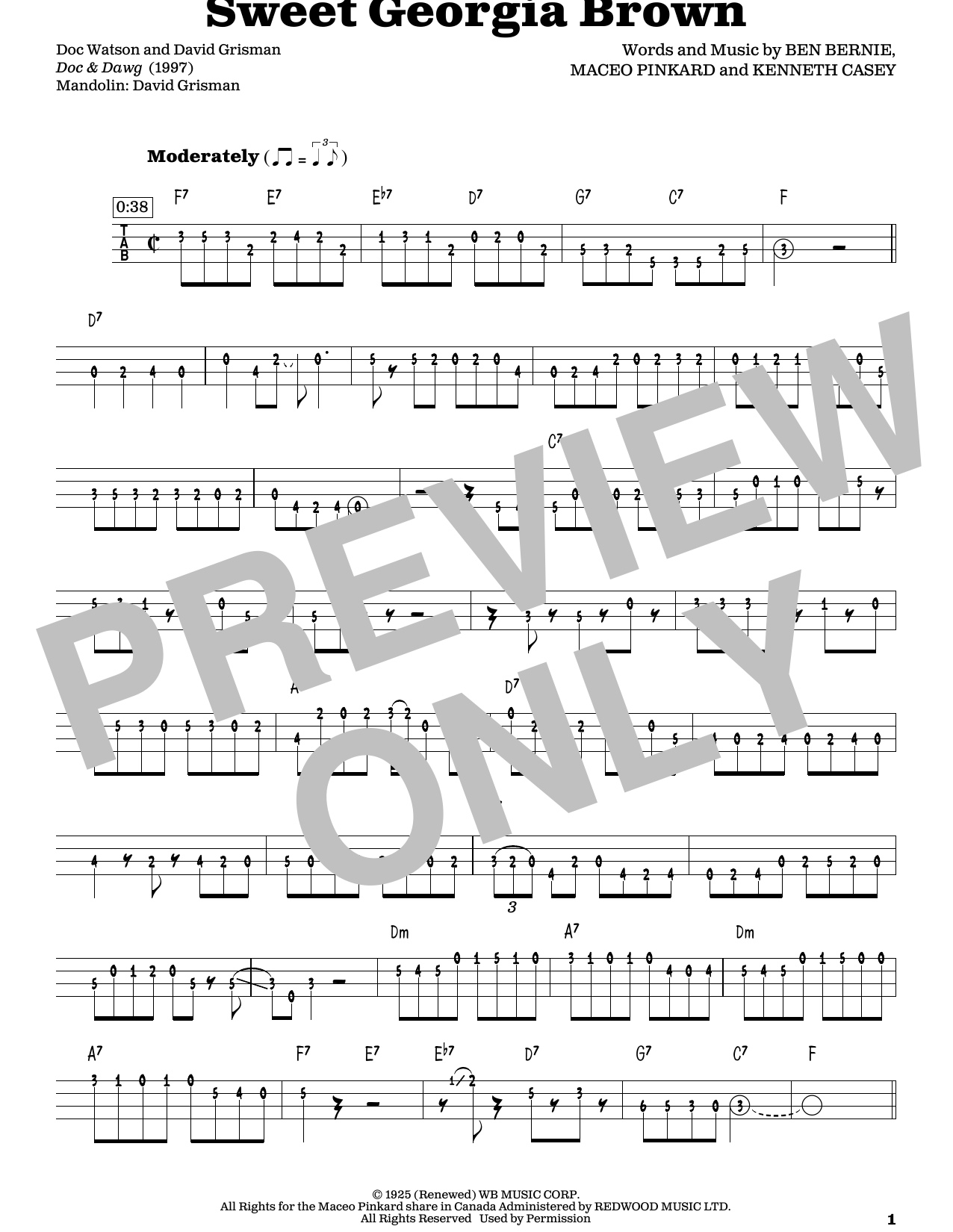 Count Basie Sweet Georgia Brown (arr. Fred Sokolow) sheet music notes and chords arranged for Mandolin