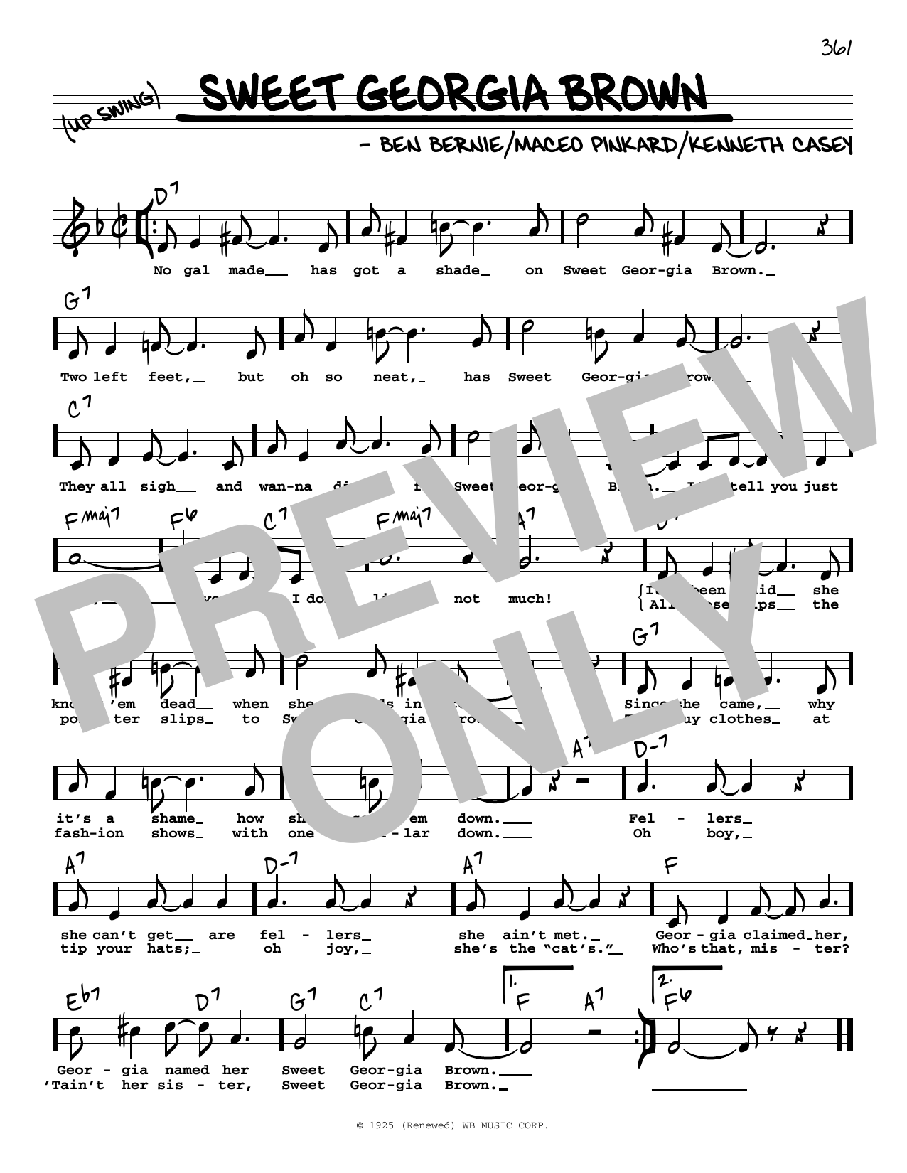 Count Basie Sweet Georgia Brown (High Voice) sheet music notes and chords arranged for Real Book – Melody, Lyrics & Chords
