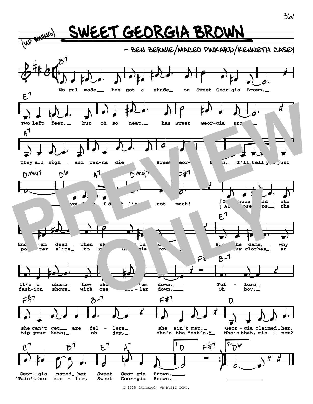 Count Basie Sweet Georgia Brown (Low Voice) sheet music notes and chords arranged for Real Book – Melody, Lyrics & Chords