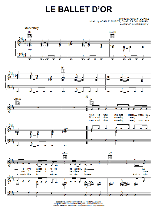 Counting Crows Le Ballet d'Or sheet music notes and chords arranged for Piano, Vocal & Guitar Chords (Right-Hand Melody)