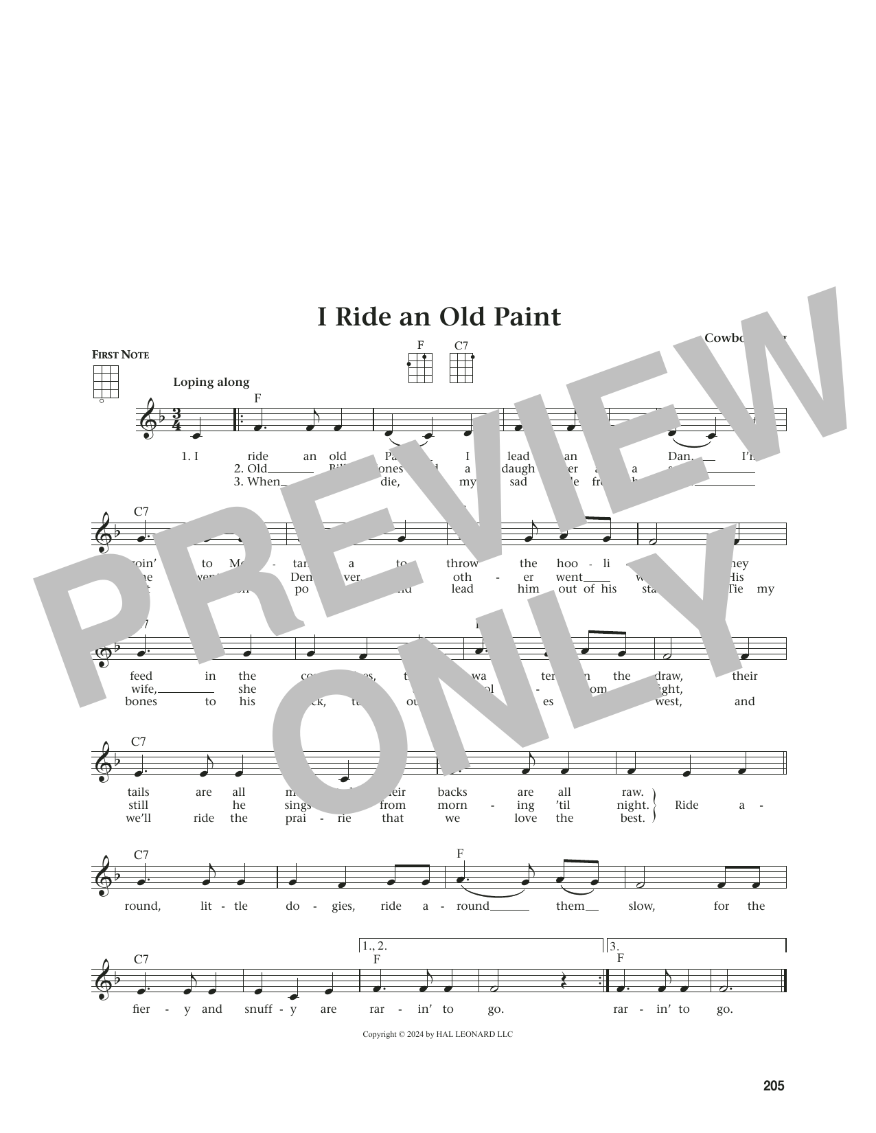 Cowboy Song I Ride An Old Paint (from The Daily Ukulele) (arr. Jim Beloff) sheet music notes and chords arranged for Ukulele