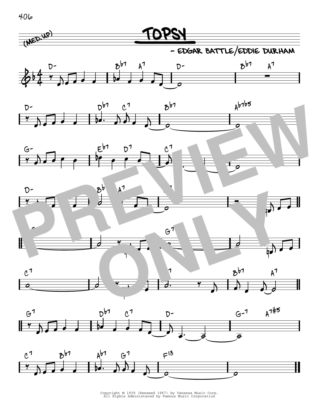 Cozy Cole Topsy [Reharmonized version] (arr. Jack Grassel) sheet music notes and chords arranged for Real Book – Melody & Chords