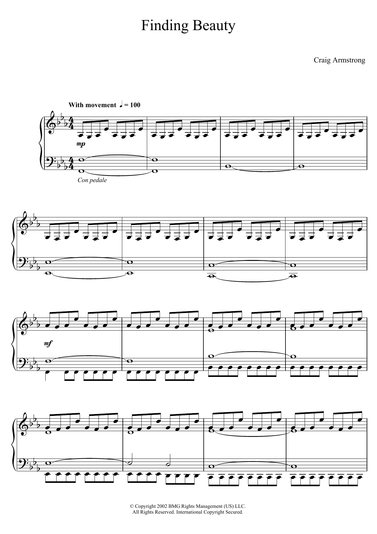 Craig Armstrong Finding Beauty sheet music notes and chords arranged for Piano Solo