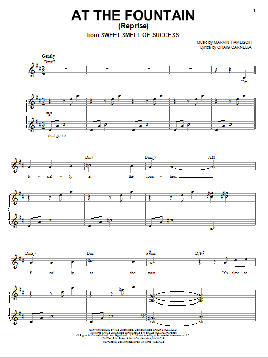 Craig Carnelia At The Fountain (Reprise) sheet music notes and chords arranged for Piano & Vocal