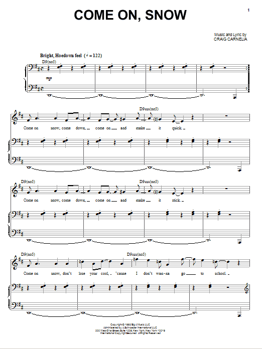 Craig Carnelia Come On, Snow sheet music notes and chords arranged for Piano & Vocal
